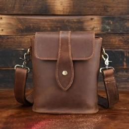 Herre Ekte Skinn Vintage Skulderveske Crossbody Bag