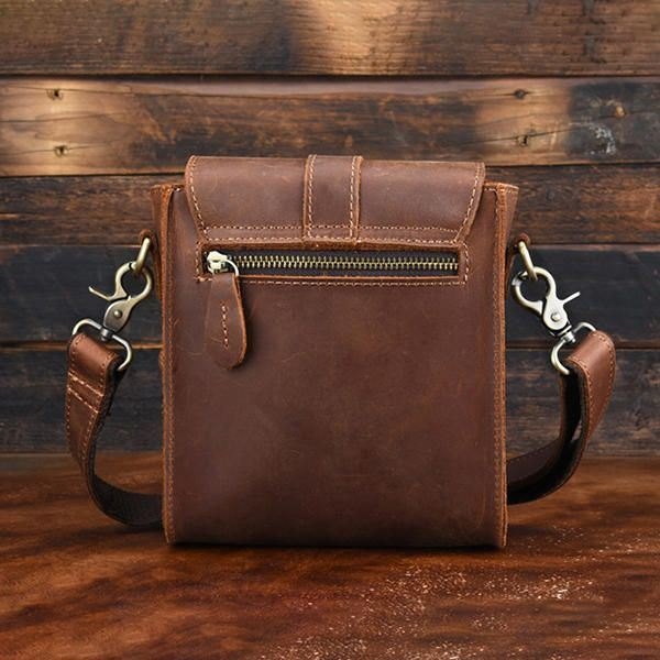 Herre Ekte Skinn Vintage Skulderveske Crossbody Bag