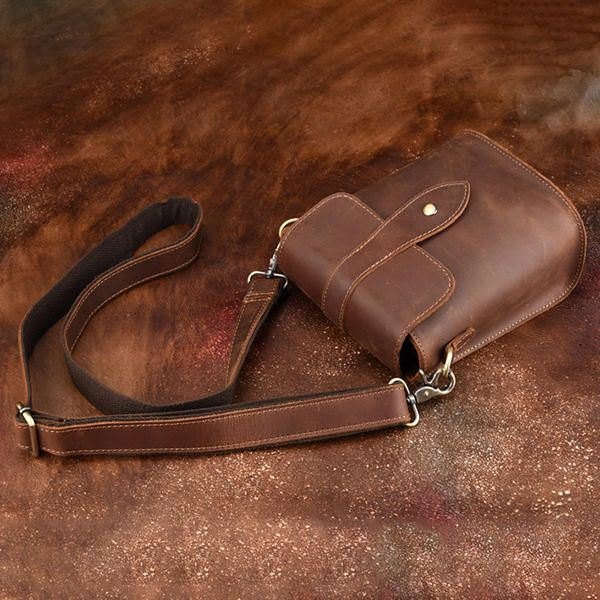 Herre Ekte Skinn Vintage Skulderveske Crossbody Bag