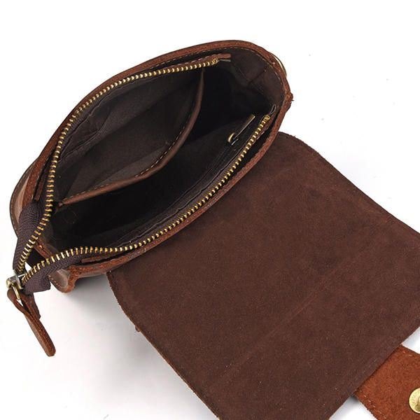 Herre Ekte Skinn Vintage Skulderveske Crossbody Bag