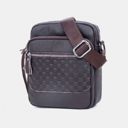 Herre Ekte Skinnvev Vanntett Multifunksjons Multi-lags Crossbody Bag Skulderveske