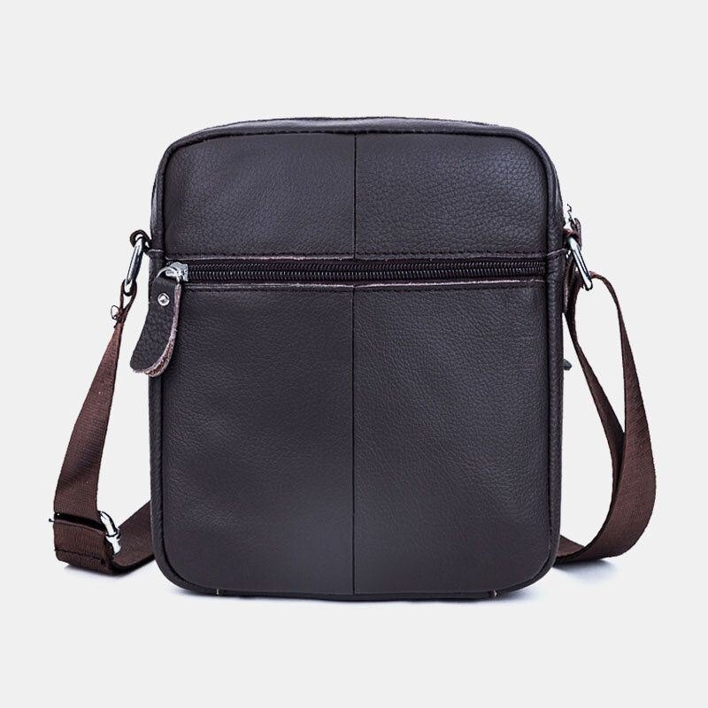 Herre Ekte Skinnvev Vanntett Multifunksjons Multi-lags Crossbody Bag Skulderveske