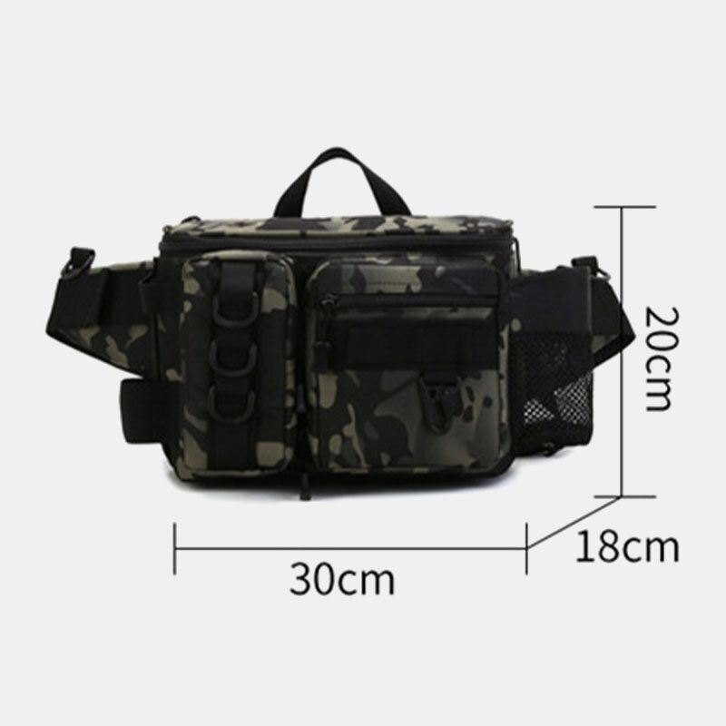 Herre Fish Bag Multi-lommer Outdoor Tactical Bag Crossbody Bag Midjeveske Oxford Camo Mønster