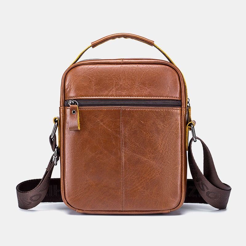 Herre Førstelags Kuskinn Anti-tyveri Crossbody-vesker Multifunksjonell Slitebestandig Messenger Bag-veske Med Stor Kapasitet