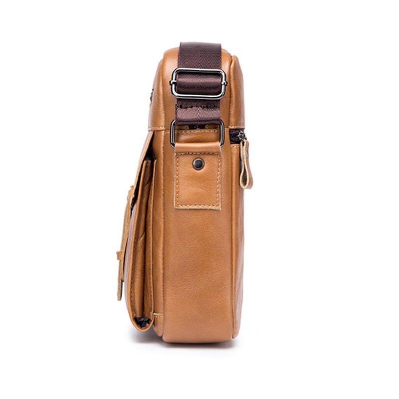 Herre Genuine Leather Solid Crossbody Bag Outdoor