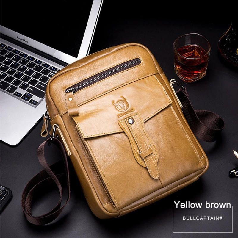 Herre Genuine Leather Solid Crossbody Bag Outdoor