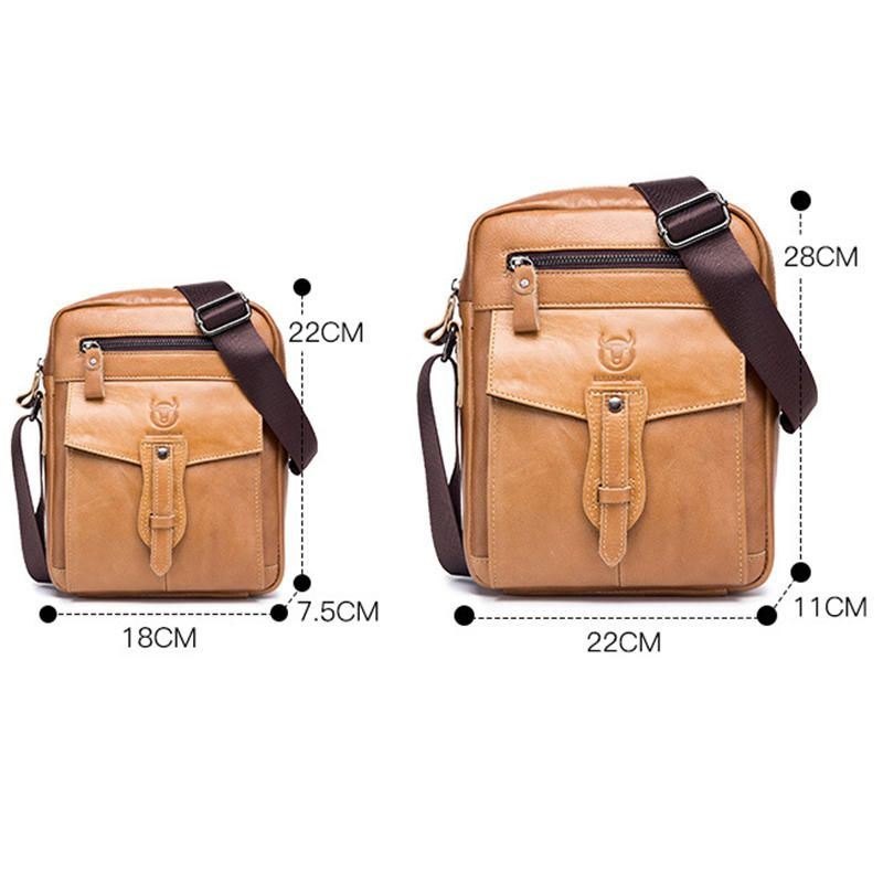 Herre Genuine Leather Solid Crossbody Bag Outdoor