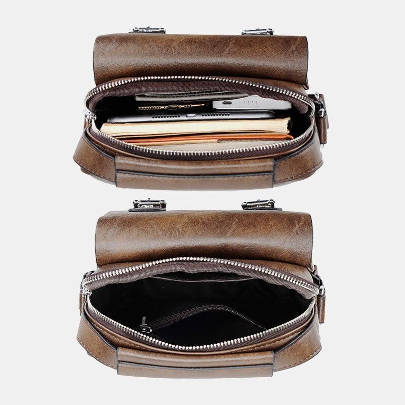 Herre Imitert Skinn Casual Vanntett Slitebestandig Ensfarget Business Crossbody-veske