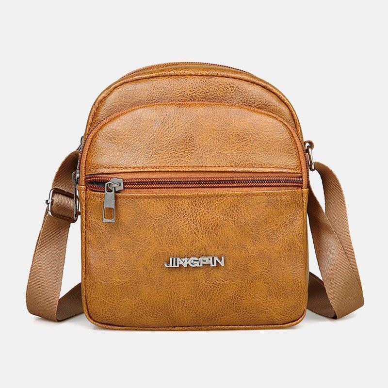 Herre Imitert Skinn Uformell Dobbeltlags Lett Vekt Slitesterk Crossbody-veske