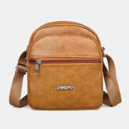 Herre Imitert Skinn Uformell Dobbeltlags Lett Vekt Slitesterk Crossbody-veske