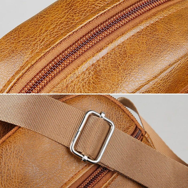 Herre Imitert Skinn Uformell Dobbeltlags Lett Vekt Slitesterk Crossbody-veske