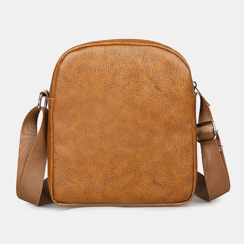 Herre Imitert Skinn Uformell Dobbeltlags Lett Vekt Slitesterk Crossbody-veske