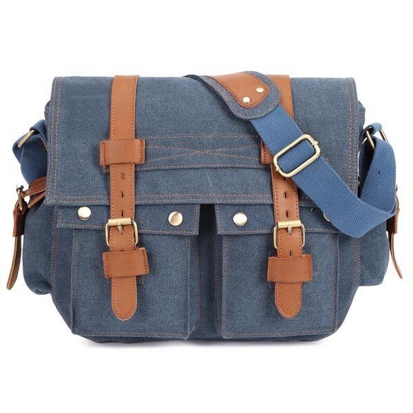 Herre Lerret Mikrofibrisk Skinn Casual Outdoor Messenger Crossbody-veske