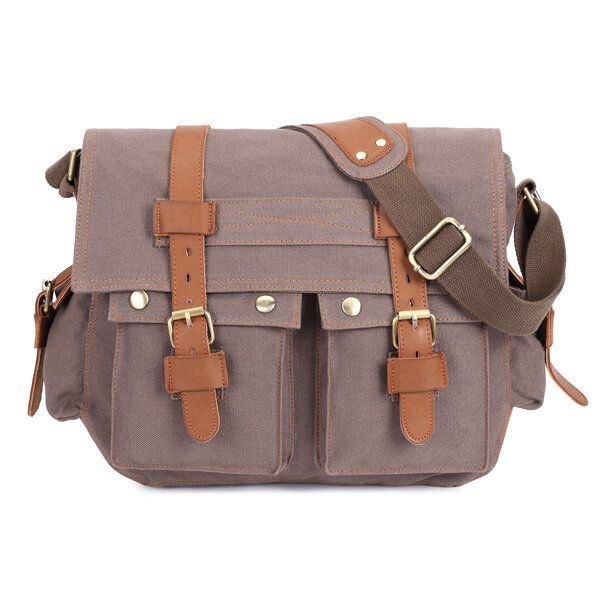 Herre Lerret Mikrofibrisk Skinn Casual Outdoor Messenger Crossbody-veske