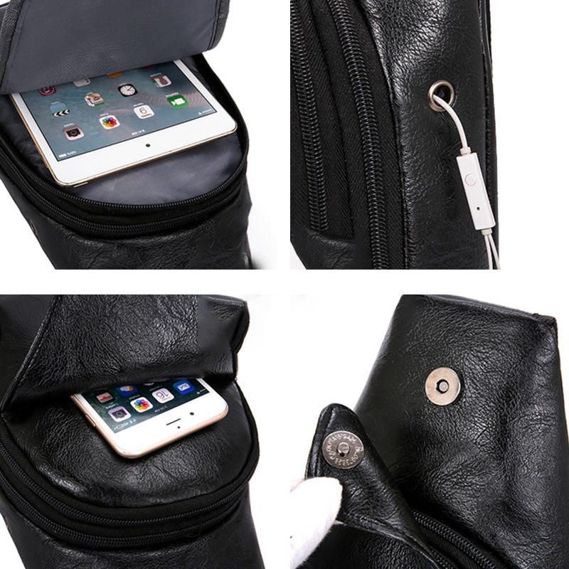 Herre Multifunksjonell Usb Crossbody Bag Brystveske Skulderveske Business Outdoor