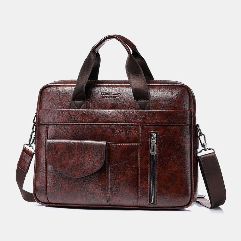 Herre Multipocket Anti-tyveri Crossbody-vesker Retro 13.3-tommers Bærbar Messenger-veske Med Stor Kapasitet Koffertskulderveske