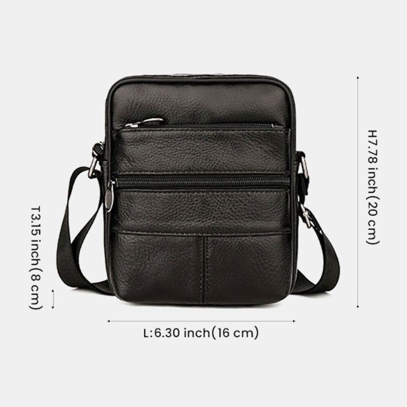 Herre Multipocket Anti-tyveri Førstelags Kuskinn Crossbody-vesker Retro Stor Kapasitet Lett 6.5 Tommers Phne Bag Messenger Bag Håndveske