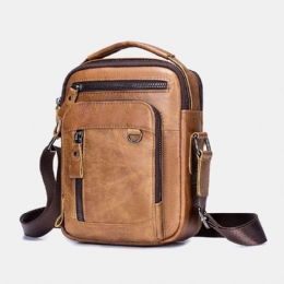 Herre Multipocket Genuine Skinn Crossbody-vesker Rygg Anti-tyveri Lommedesign Slitasjebestandig Messenger Bag Håndveske Med Stor Kapasitet