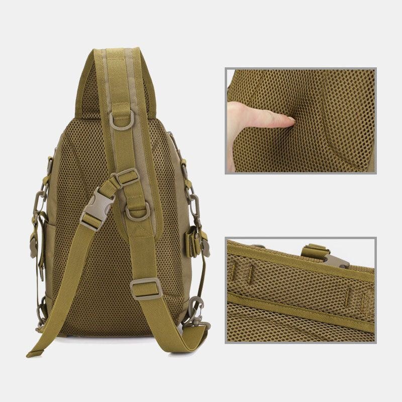 Herre Oxford Camo Multifunksjon Vanntett Utendørs Sports Riding Taktisk Skulderveske Crossbody Bag Brystveske