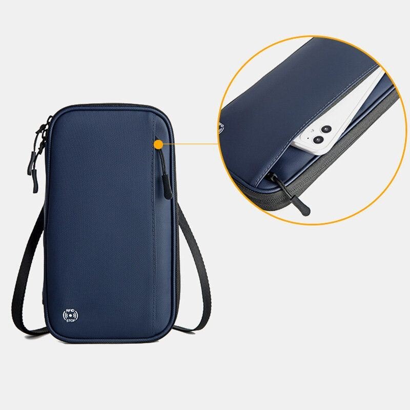 Herre Oxford Multifunction Vanntett Crossbody Bag Anti-tyveri Multi-card Slot Telefonveske Skulderveske