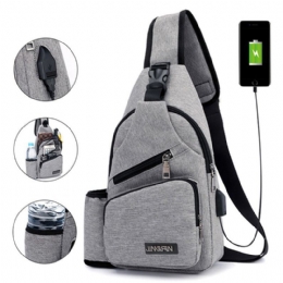 Herre Oxford Stor Kapasitet Uformelt Utendørs Reise Usb Ladeport Slyngeveske Brystveske Crossbody Bag