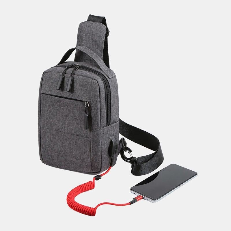 Herre Polyester Usb Lading Stor Kapasitet Flerlags Business Crossbody Bag Bryst Bag Sling Bag