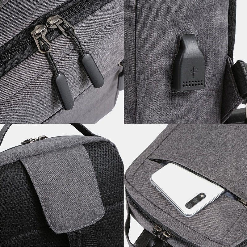 Herre Polyester Usb Lading Stor Kapasitet Flerlags Business Crossbody Bag Bryst Bag Sling Bag