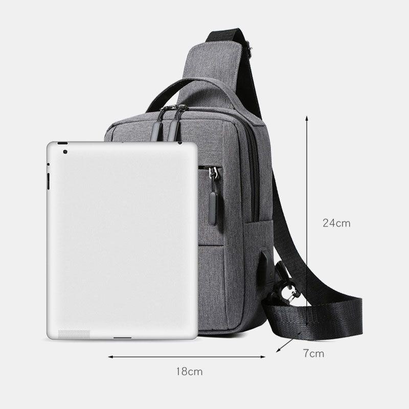 Herre Polyester Usb Lading Stor Kapasitet Flerlags Business Crossbody Bag Bryst Bag Sling Bag