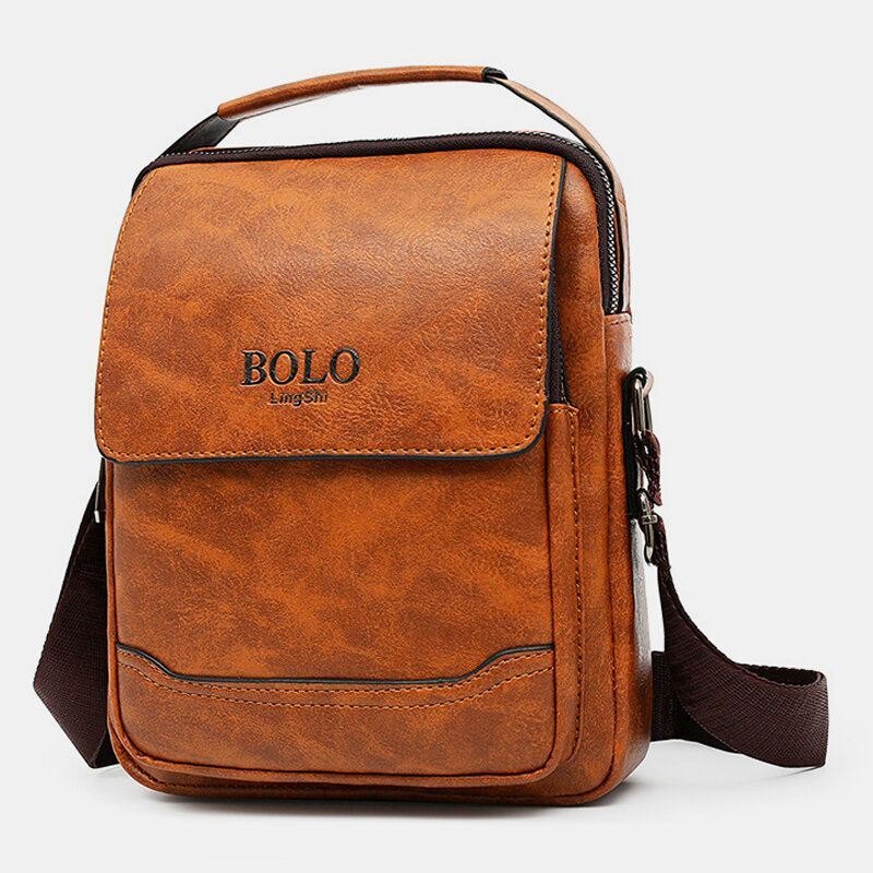 Herre Pu Lær Multi-lomme Anti-tyveri Retro Crossbody Vesker Skulderveske Håndveske Messenger Bag Koffert