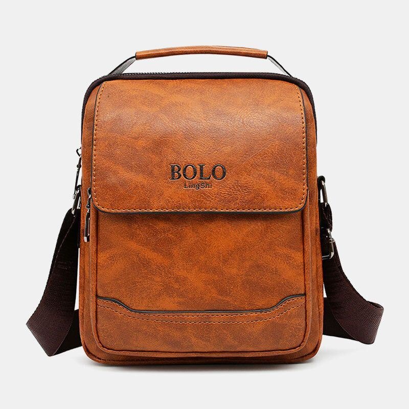 Herre Pu Lær Multi-lomme Anti-tyveri Retro Crossbody Vesker Skulderveske Håndveske Messenger Bag Koffert