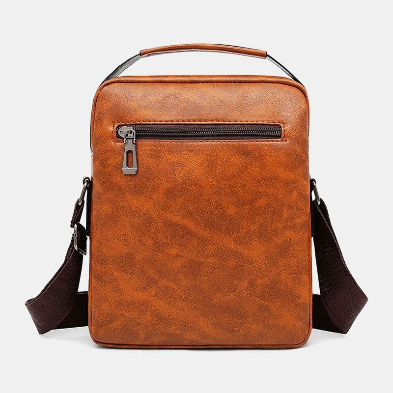 Herre Pu Lær Multi-lomme Anti-tyveri Retro Crossbody Vesker Skulderveske Håndveske Messenger Bag Koffert