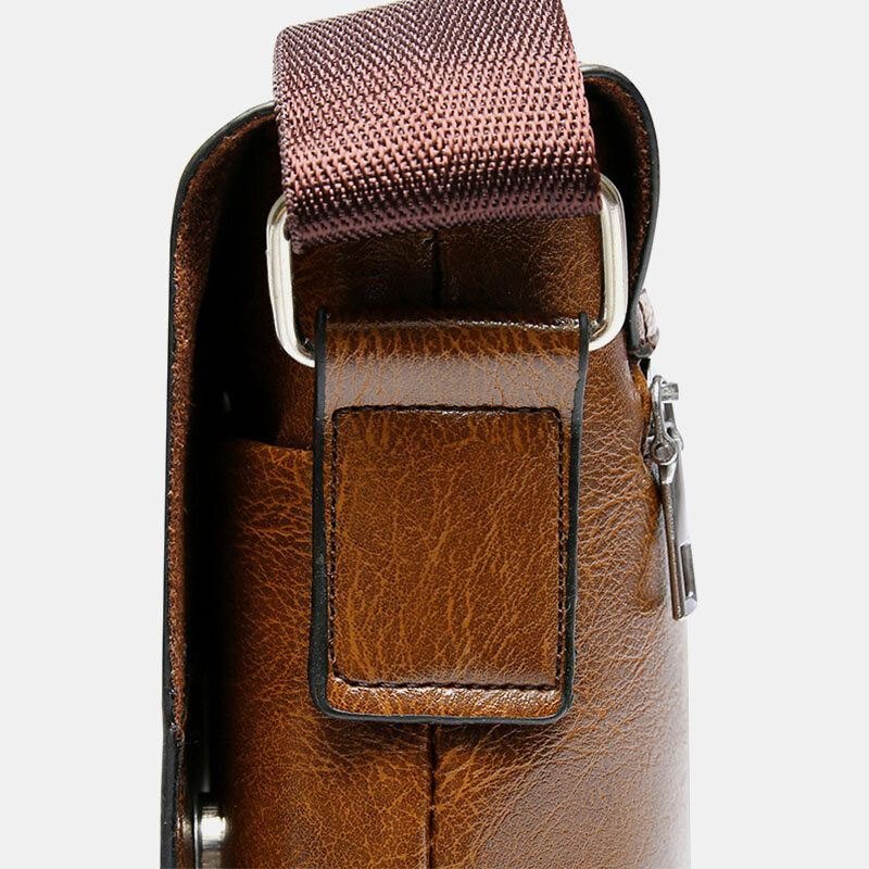 Herre Pu Leather Anti-tyveri Skulder Retro 6.3 Tommers Telefonveske Med Stor Kapasitet Crossbody-vesker