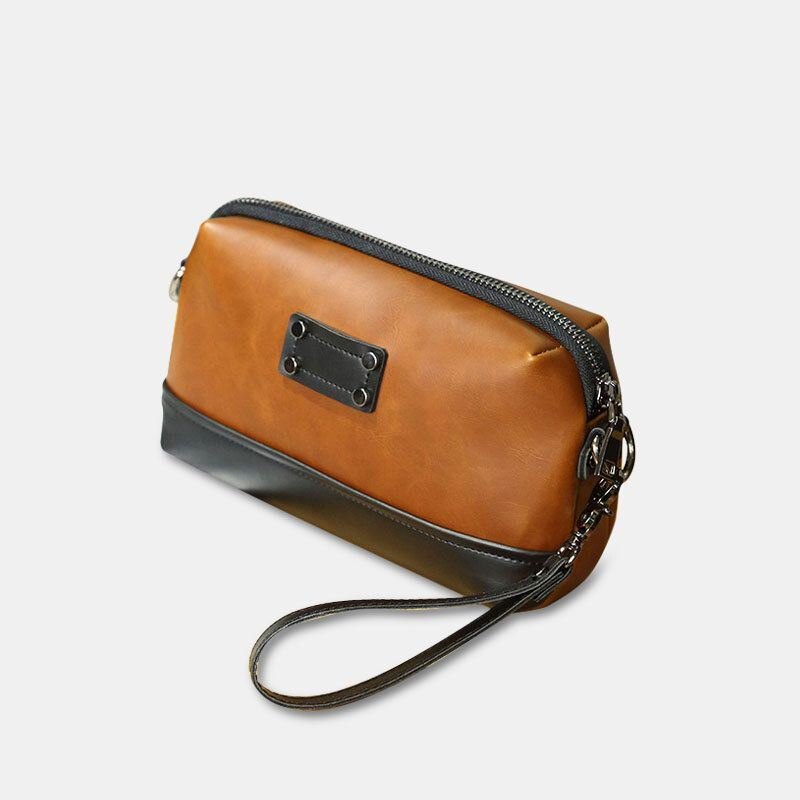 Herre Pu Skinn Ensfarget Anti-tyveri Uformelt Telefonveske Crossbody Bag Skulderveske