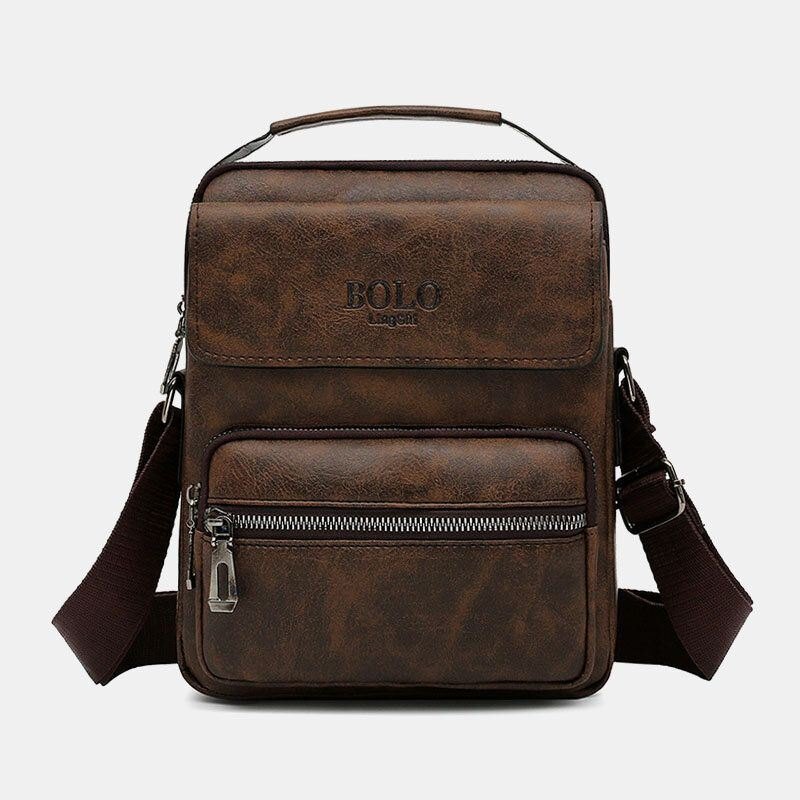 Herre Pu Skinn Multi-lomme Anti-tyveri Messenger Bag Crossbody Vesker Skulderveske Håndveske Koffert