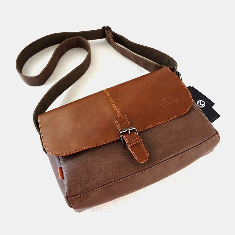 Herre Pu-skinn Stor Kapasitet Tyverisikringsdeksel Glidelås Vintage Casual Messenger Bag Crossbody Bag Skulderveske