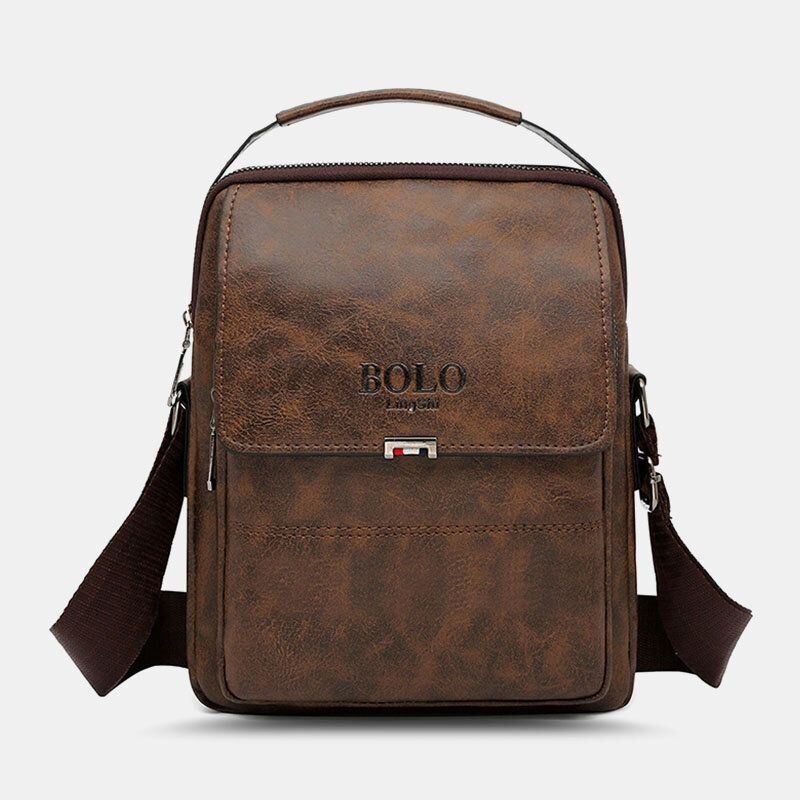 Herre Pu Skinn Vintage Tekstur Stor Kapasitet Glidelås Dekor Crossbody Bag Skulderveske Håndveske