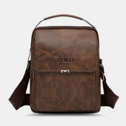 Herre Pu Skinn Vintage Tekstur Stor Kapasitet Glidelås Dekor Crossbody Bag Skulderveske Håndveske