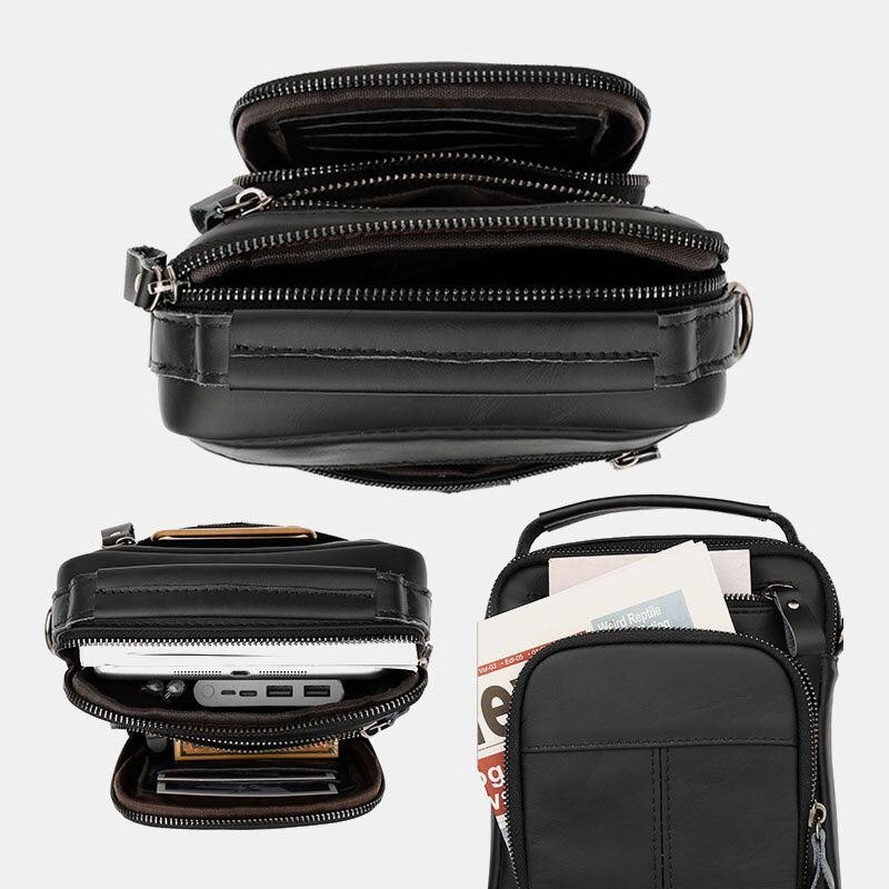 Herre Retro 6.5-tommers Telefonveske Med Flere Lommer Midjeveske Rygg Tyverisikringslommedesign Crossbody-vesker Belteveske