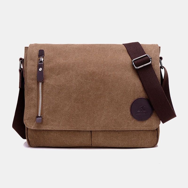 Herre Retro Canvas Multipocket Anti-tyveri Crossbody Skulderveske Stor Kapasitet Messenger Reiseveske