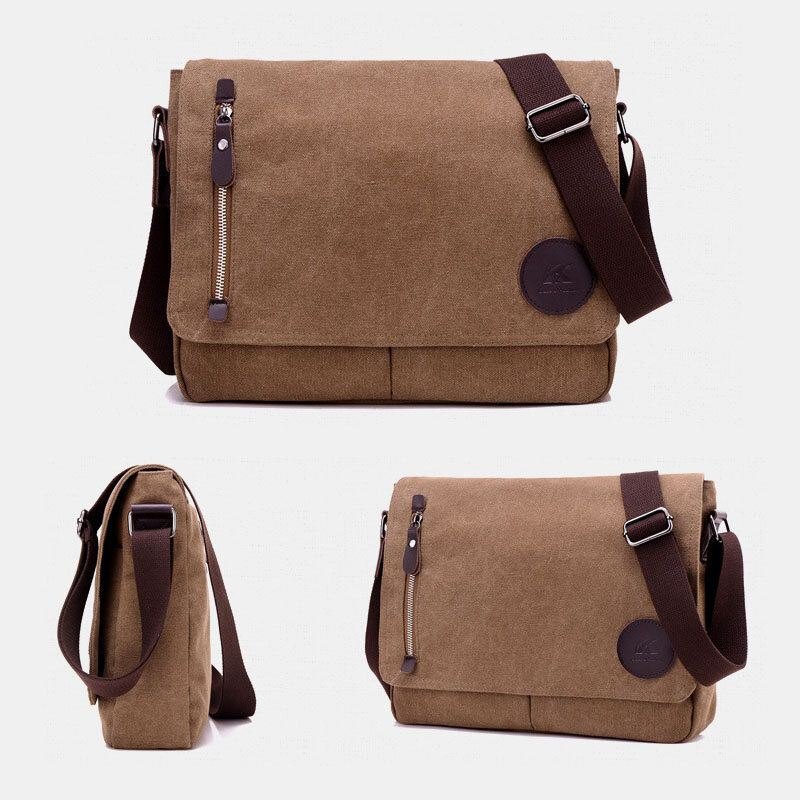 Herre Retro Canvas Multipocket Anti-tyveri Crossbody Skulderveske Stor Kapasitet Messenger Reiseveske