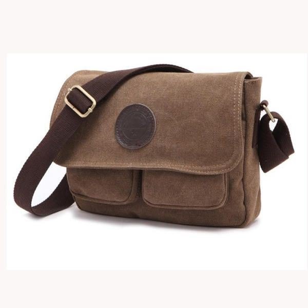 Herre Retro Crossbody Bag Canvas Skulderveske Messenger