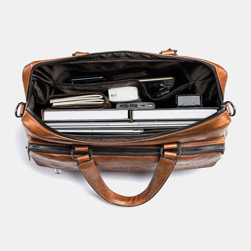 Herre Stor Kapasitet Vintage 13 Tommers Datamaskinveske Messenger Bag Crossbody-vesker Skulderveske Koffert