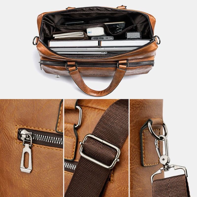 Herre Stor Kapasitet Vintage 13 Tommers Datamaskinveske Messenger Bag Crossbody-vesker Skulderveske Koffert