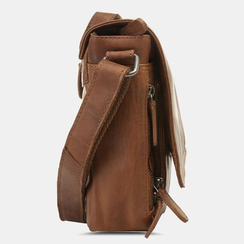 Herre Vanntett Flerlags Glidelås Crossbody-veske Myk Messenger-veske I Kunstskinn Tyverisikringsveske