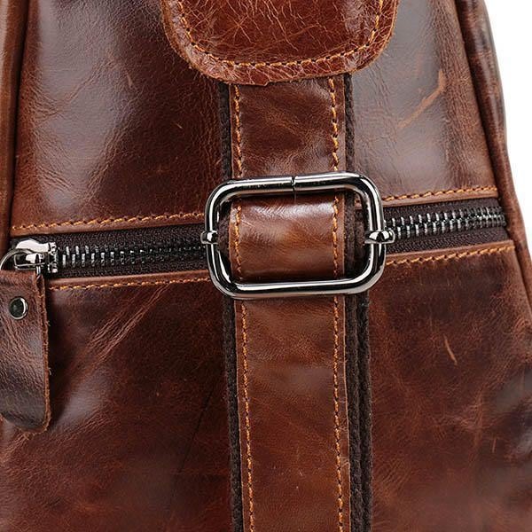 Herre Vintage Ekte Skinn Retro Crossbody Bag Brystveske