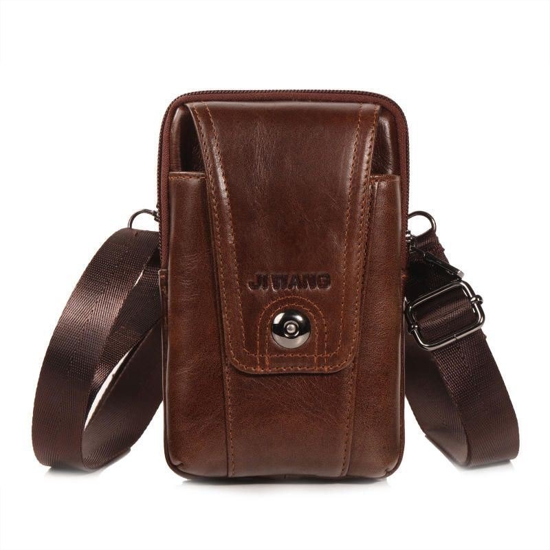 Kuskinn Multifunksjons Telefonveske Vintage Crossbody-veske Oljevoks Midjeveske For Menn