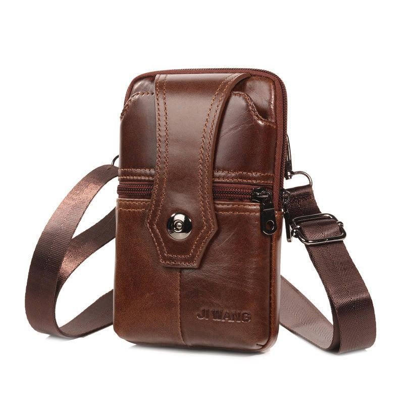 Kuskinn Multifunksjons Telefonveske Vintage Crossbody-veske Oljevoks Midjeveske For Menn