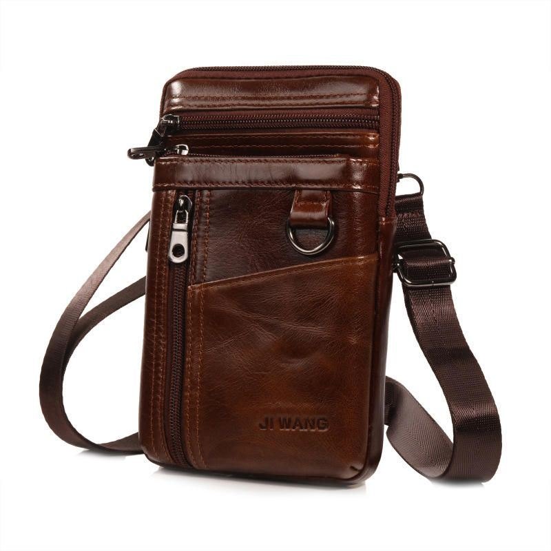 Kuskinn Multifunksjonsveske For Herre Vintage Crossbody-veske