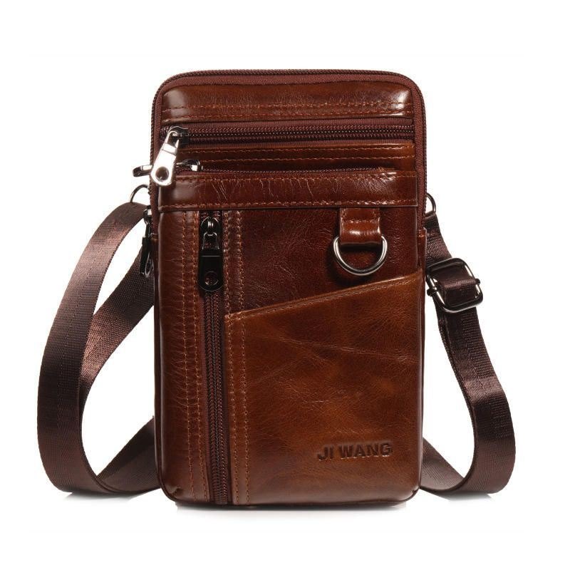 Kuskinn Multifunksjonsveske For Herre Vintage Crossbody-veske