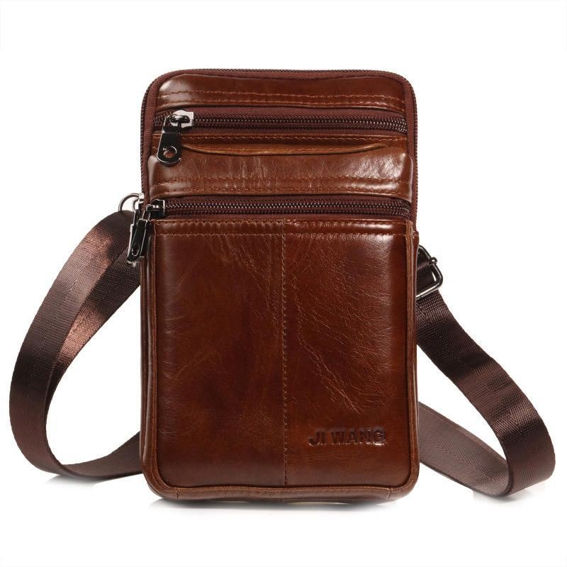 Kuskinn Multifunksjonsveske For Herre Vintage Crossbody-veske